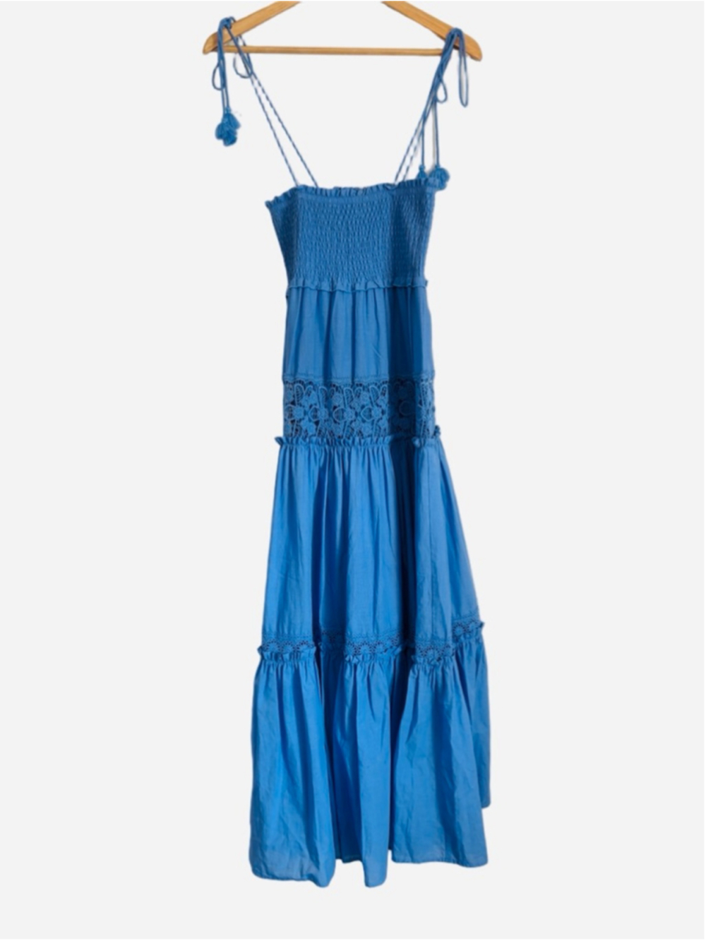 Twinset Milano Long Flounced Dress with Macrame Lace Womens Size Small Boho - Picture 2 of 14